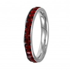 Stainless Steel January Garnet Birthstone Stackable Eternity Ring